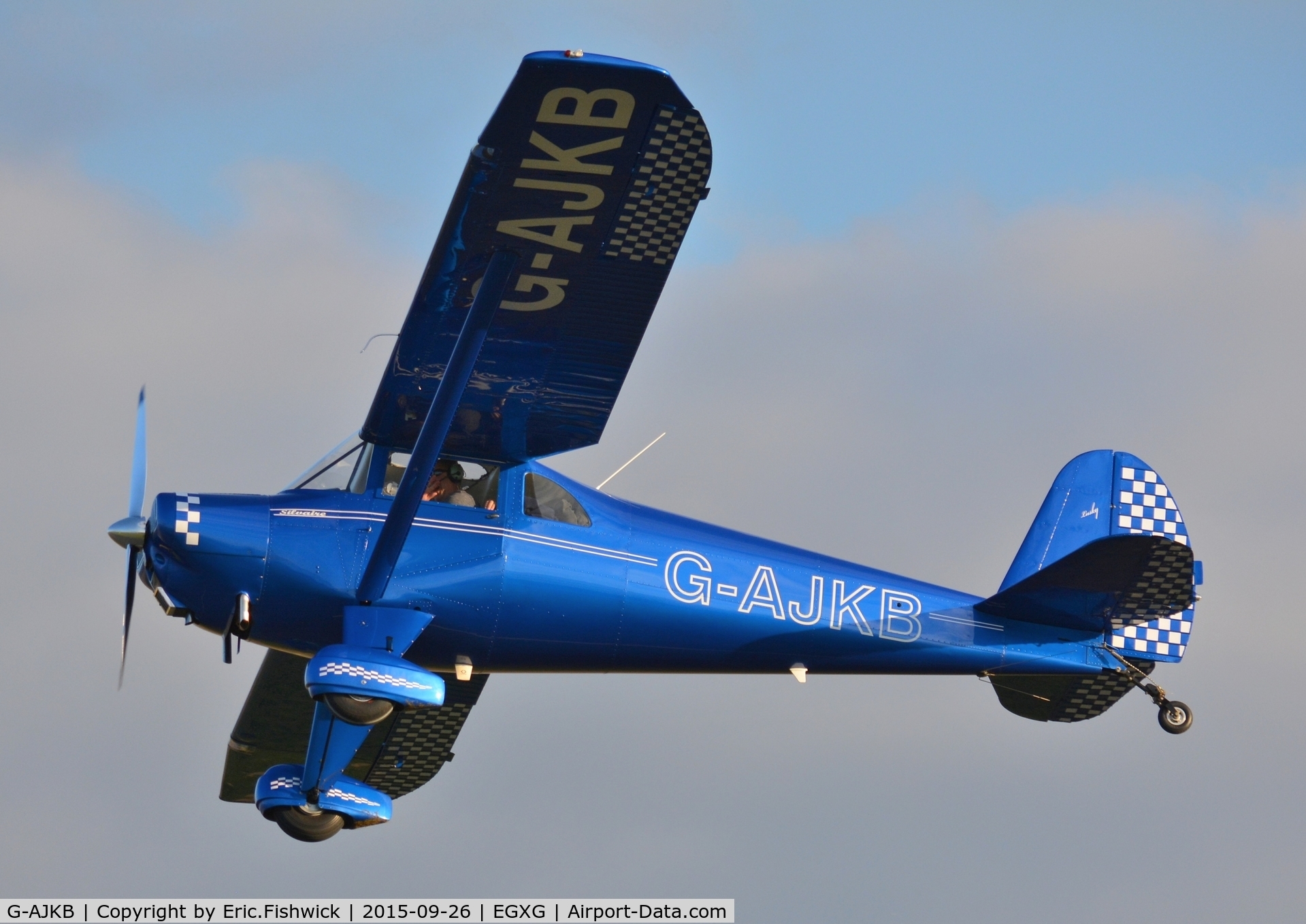 G-AJKB, 1946 Luscombe 8E Silvaire C/N 3058, 44. G-AJKB departing The Yorkshire Air Show, Church Fenton, Sept. 2015.