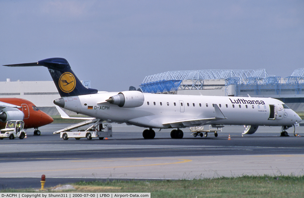 D-ACPH, 2002 Canadair CRJ-701ER (CL-600-2C10) Regional Jet C/N 10043, Parked at the General Aviation area... Lufthansa titles