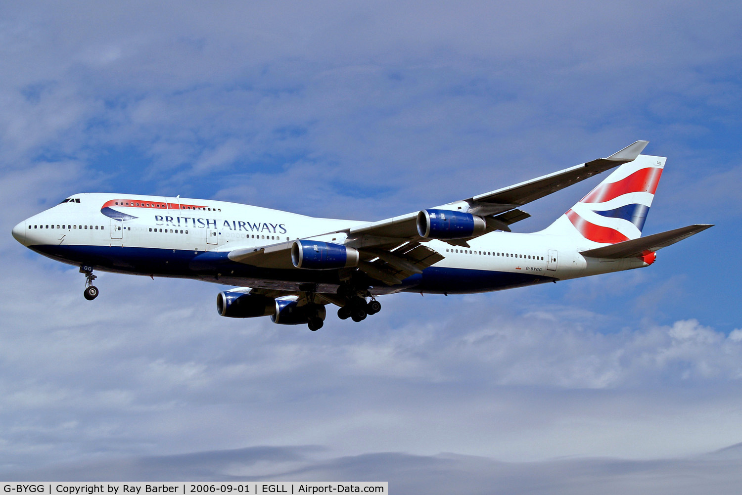 G-BYGG, 1999 Boeing 747-436 C/N 28859, Boeing 747-436 [28859] (British Airways) Heathrow~G 01/09/2006. On finals 27L.