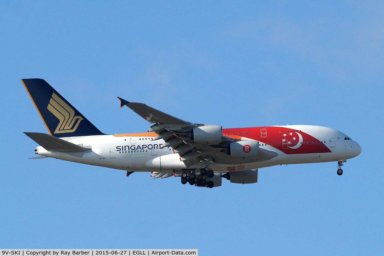 9V-SKI, 2009 Airbus A380-841 C/N 034, Airbus A380-841 [034] (Singapore Airlines) Home~G 27/06/2015. On approach 27L.