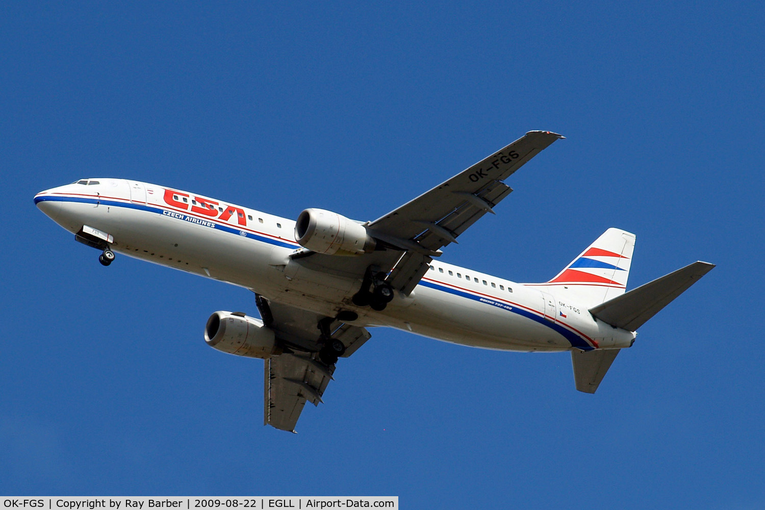 OK-FGS, 2000 Boeing 737-45S C/N 28478, Boeing 737-45S [28478] (CSA Czech Airlines) Home~G 22/08/2009. On approach 27R.