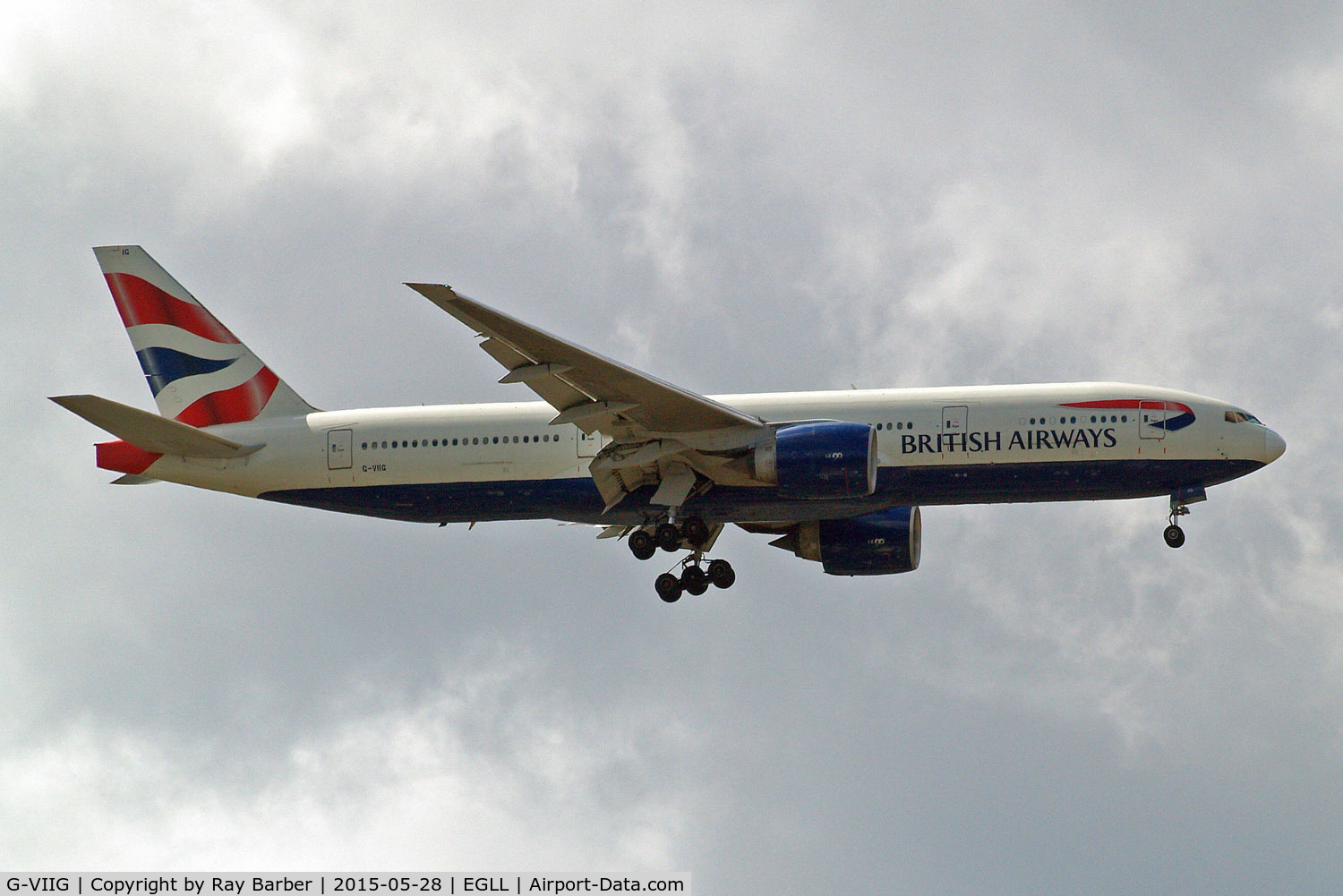 G-VIIG, 1997 Boeing 777-236/ER C/N 27489, Boeing 777-236ER [27489] (British Airways) Home~G 28/05/2015. On approach 27L.