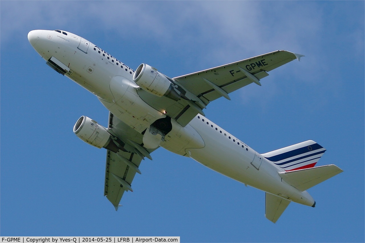 F-GPME, 1996 Airbus A319-113 C/N 625, Airbus A319-113, Take-off rwy 25L, Brest-Bretagne airport (LFRB-BES)