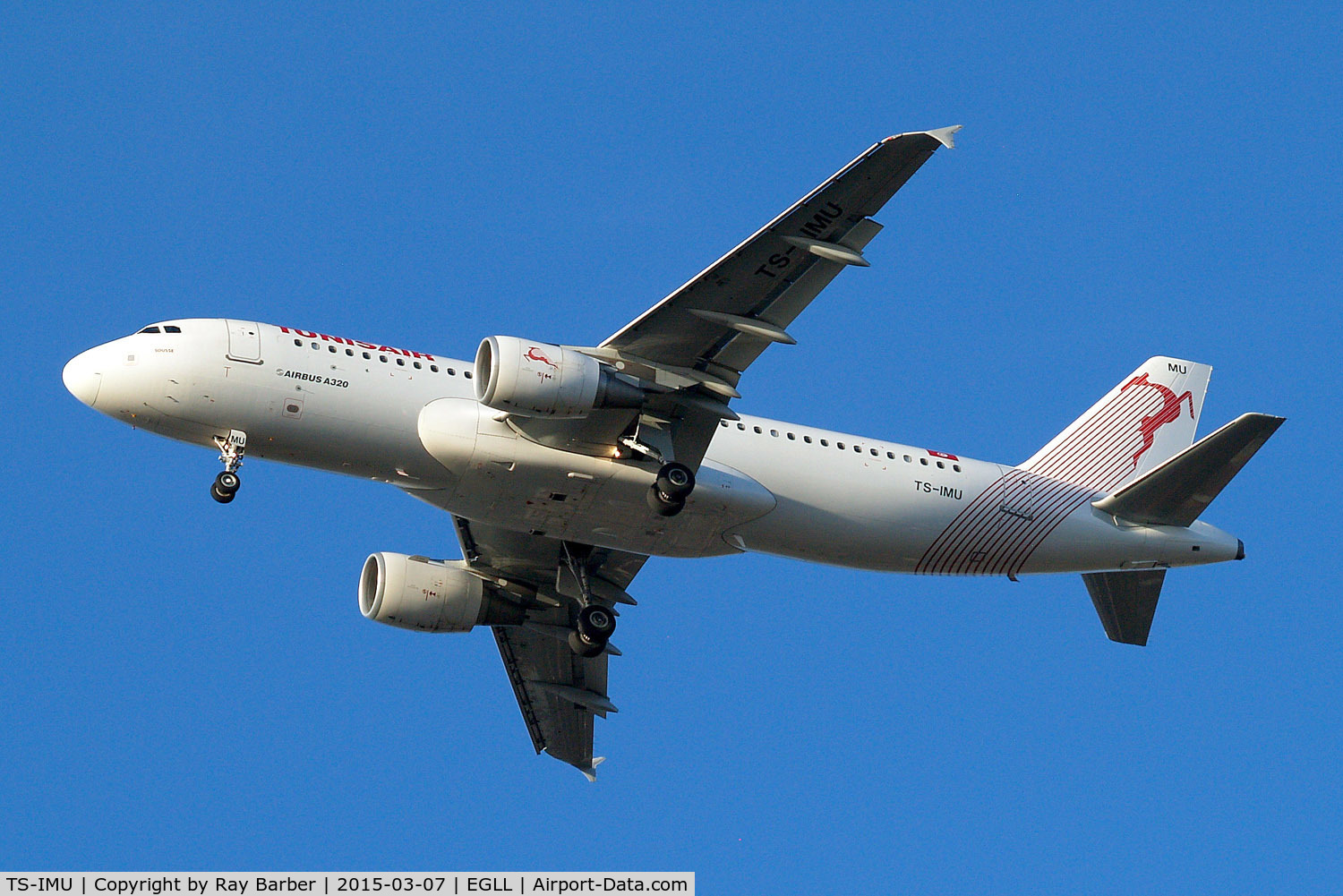 TS-IMU, 2013 Airbus A320-214 C/N 5474, Airbus A320-214 [5474] (Tunisair) Home~G 07/03/2015. On approach 27R.