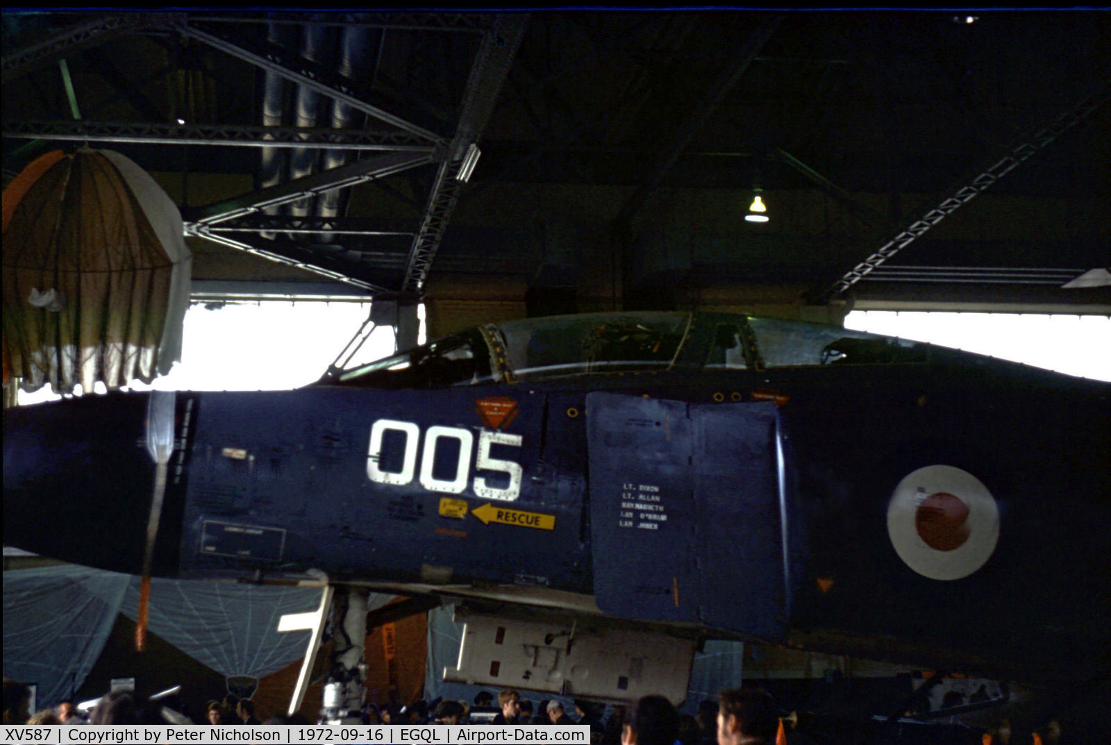 XV587, 1969 McDonnell Douglas Phantom FG1 C/N 3331/9341, Phantom FG.1 of the Phantom Operational Conversion Unit on display at the 1972 RAF Leuchars Airshow.