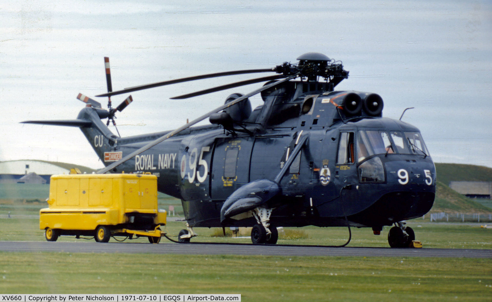 XV660, 1970 Westland Sea King HAS.1 C/N WA648, Sea King HAS.1 of 706 Squadron based at RNAS Culdrose on display at the 1971 RFNAS Lossiemouth Airshow.