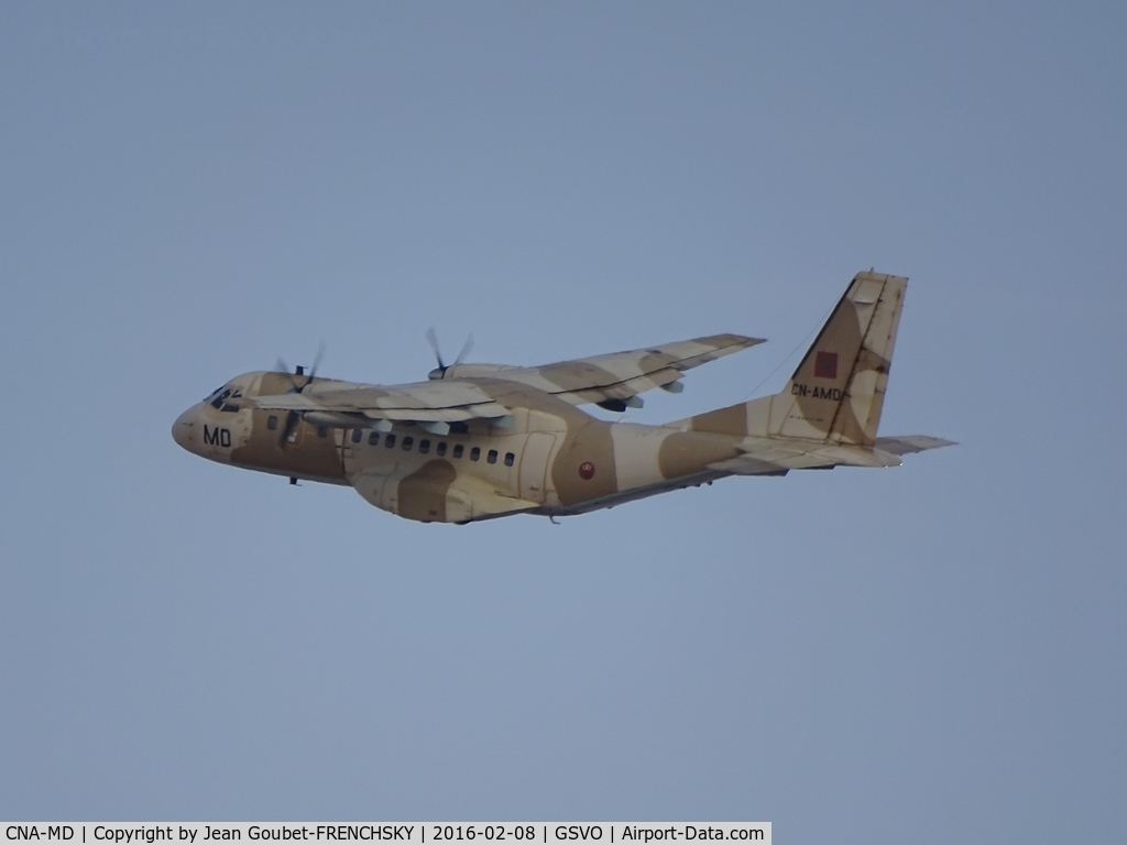 CNA-MD, 1989 Airtech CN-235-100M C/N C026, Marocco Air Force after take off Dakhla airport