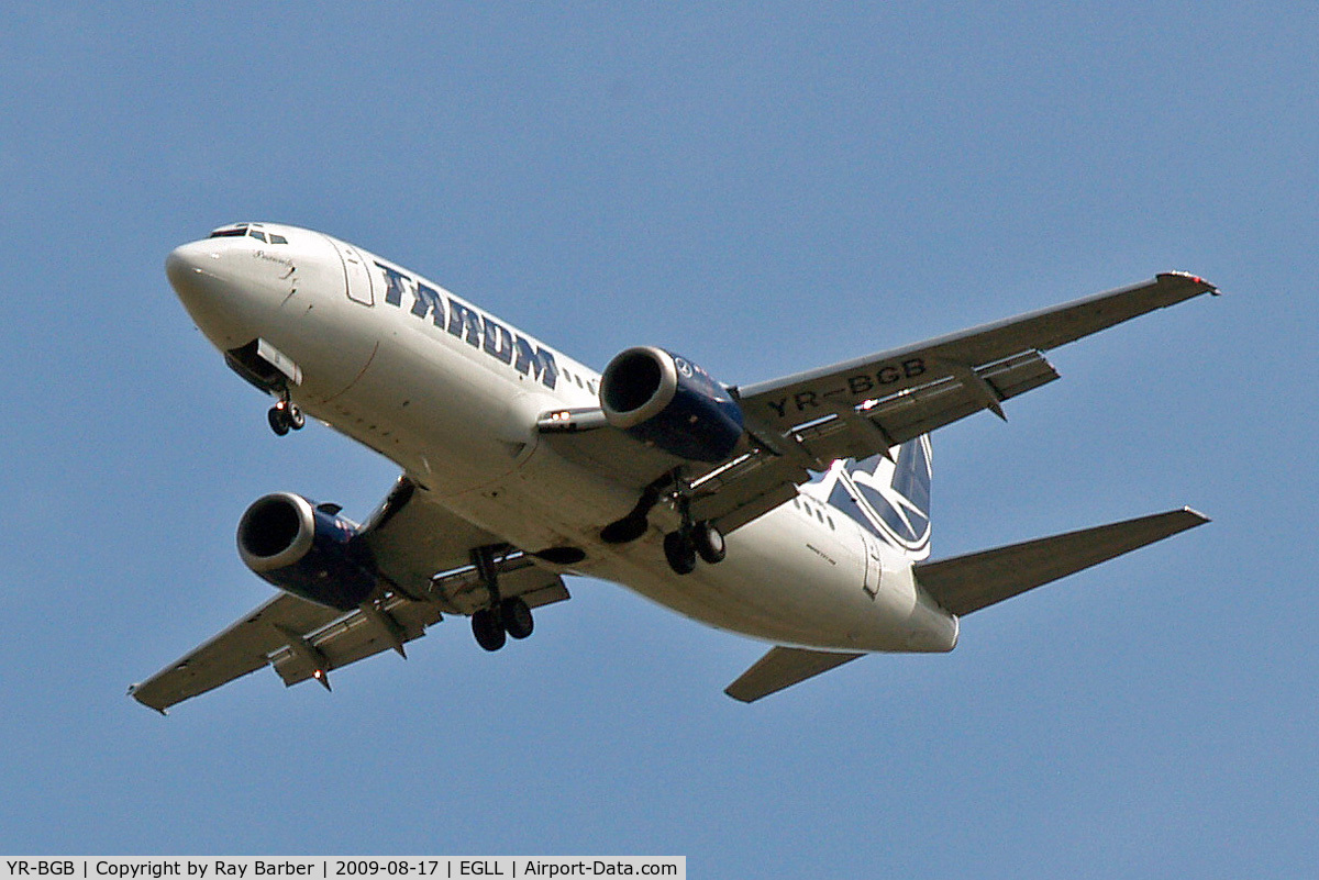 YR-BGB, 1993 Boeing 737-38J C/N 27180, Boeing 737-38J [27180] (TAROM) Home~G 17/08/2009. On approach 27R