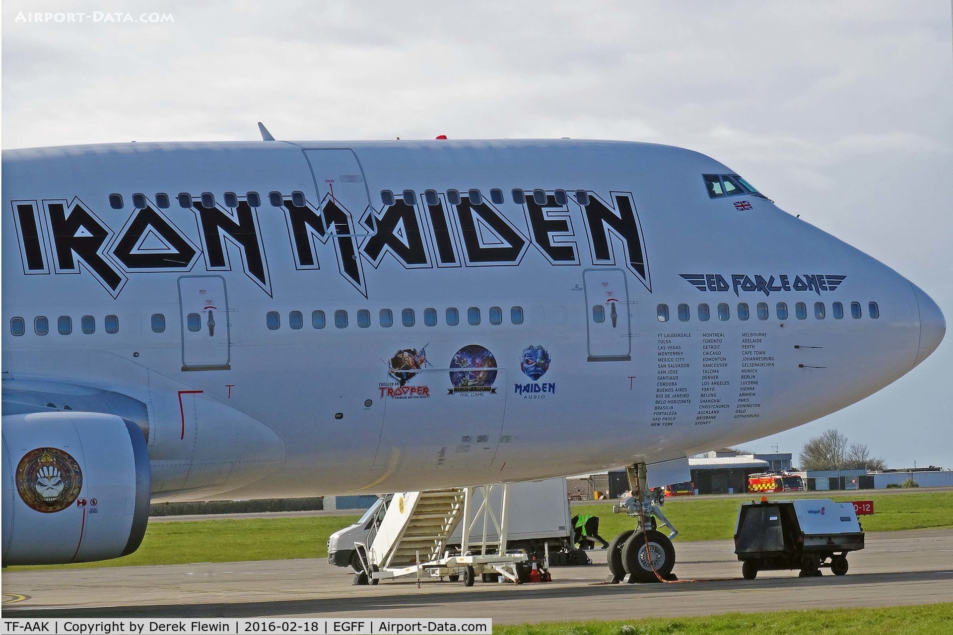 TF-AAK, 2003 Boeing 747-428 C/N 32868, 747-428, Air Atlanta Icelandic, Iron Maiden's Ed Force One, previously F-GITH, nose art.