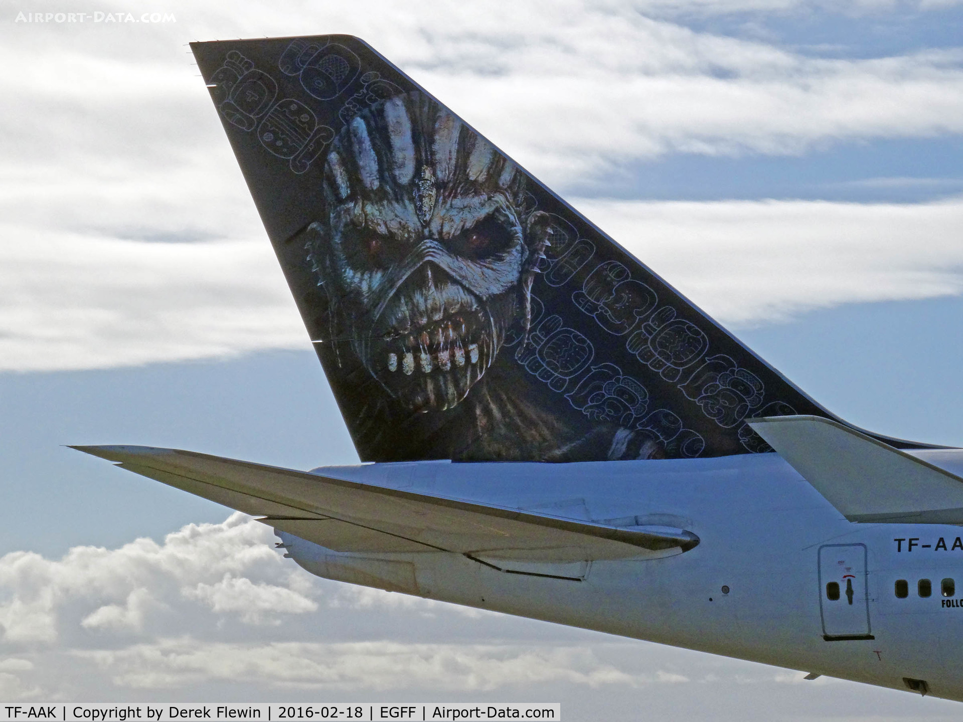 TF-AAK, 2003 Boeing 747-428 C/N 32868, 747-428, Air Atlanta Icelandic, Iron Maiden's Ed Force One,previously F-GITH,  tail art.