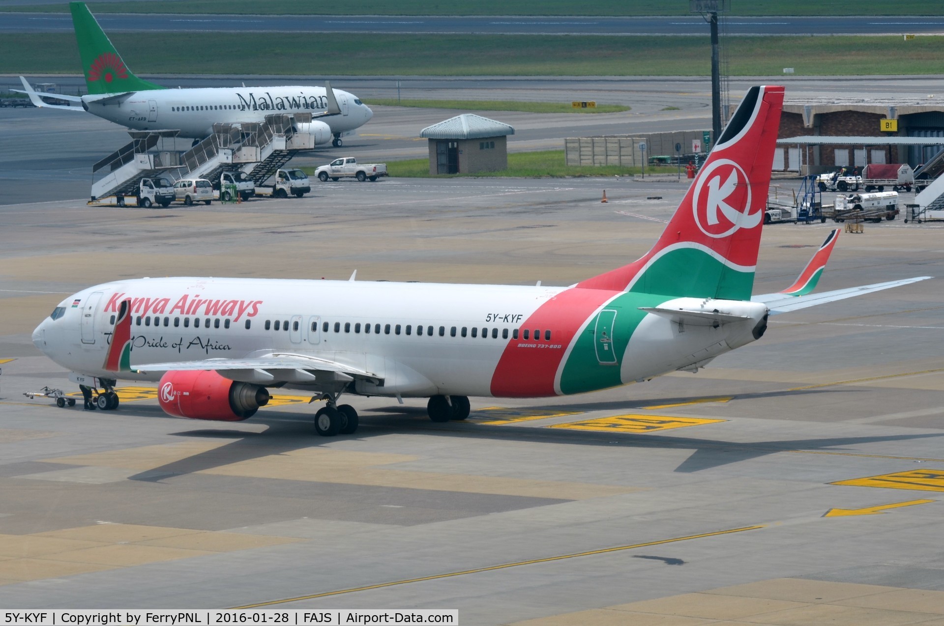 5Y-KYF, 2009 Boeing 737-86N C/N 35637, Kenya B738 pushed back.
