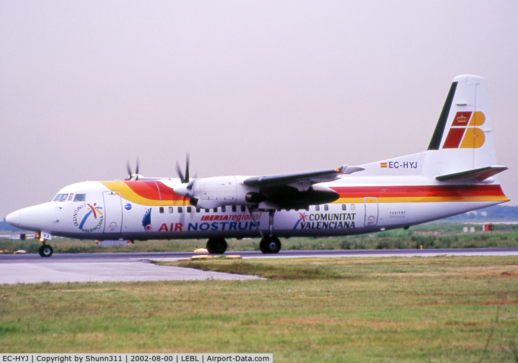 EC-HYJ, 1990 Fokker 50 C/N 20192, Lining up rwy 20 for departure...