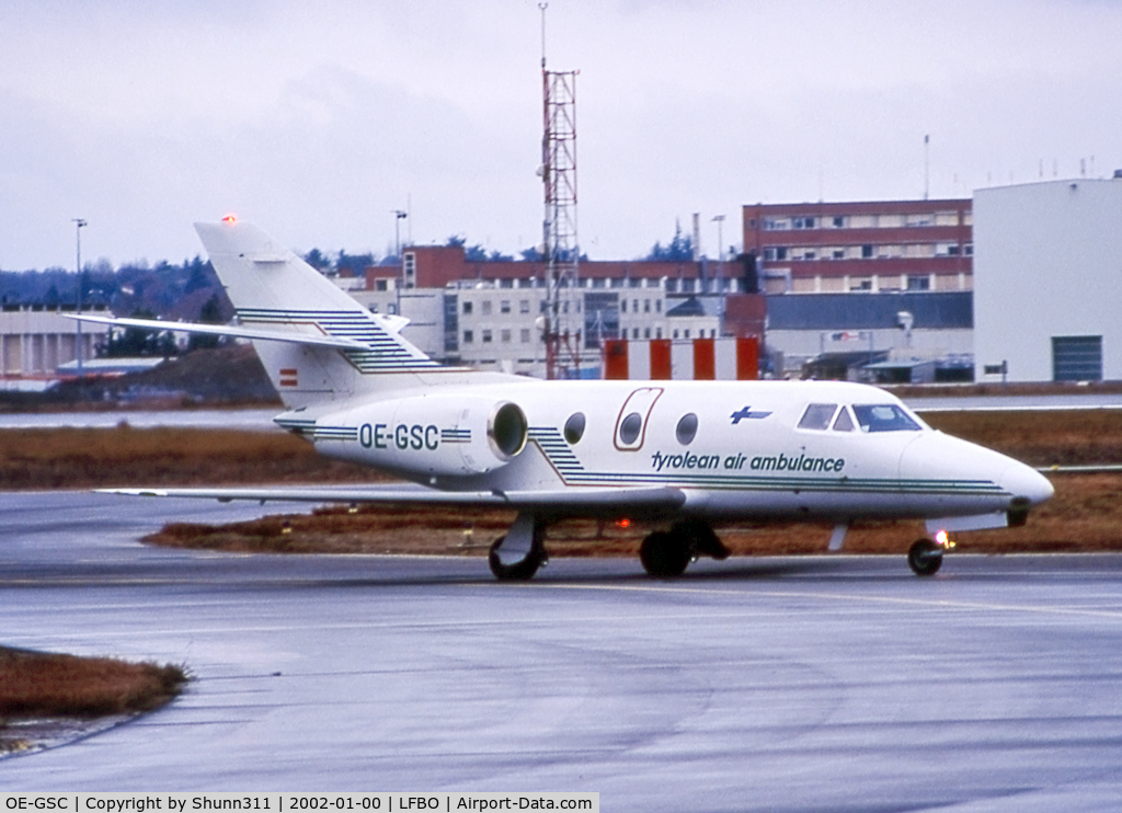 OE-GSC, Dassault Falcon 10 C/N 122, Taxiing to the General Aviation area...