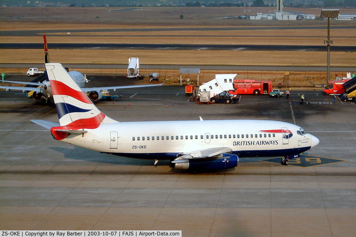 ZS-OKE, 1980 Boeing 737-236 C/N 21807, Boeing 737-236 [21807] (Comair/British Airways) Johannesburg Int~ZS 07/10/2003