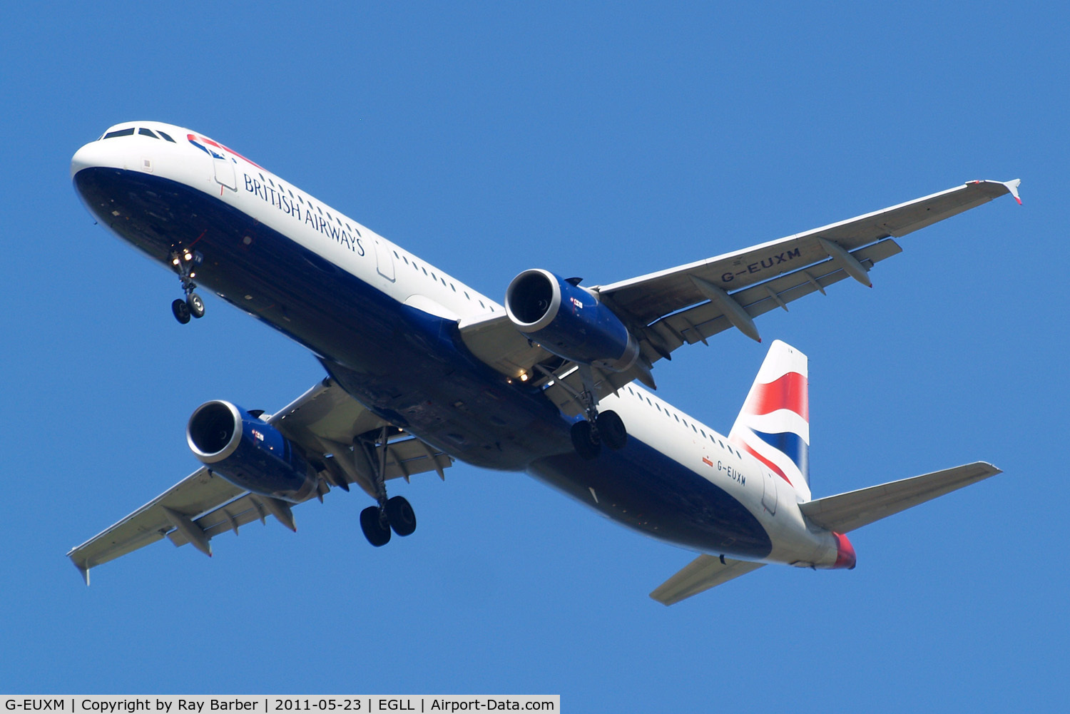 G-EUXM, 2007 Airbus A321-231 C/N 3290, Airbus A321-231 [3290] (British Airways) Home~G 23/05/2011. On approach 27R.
