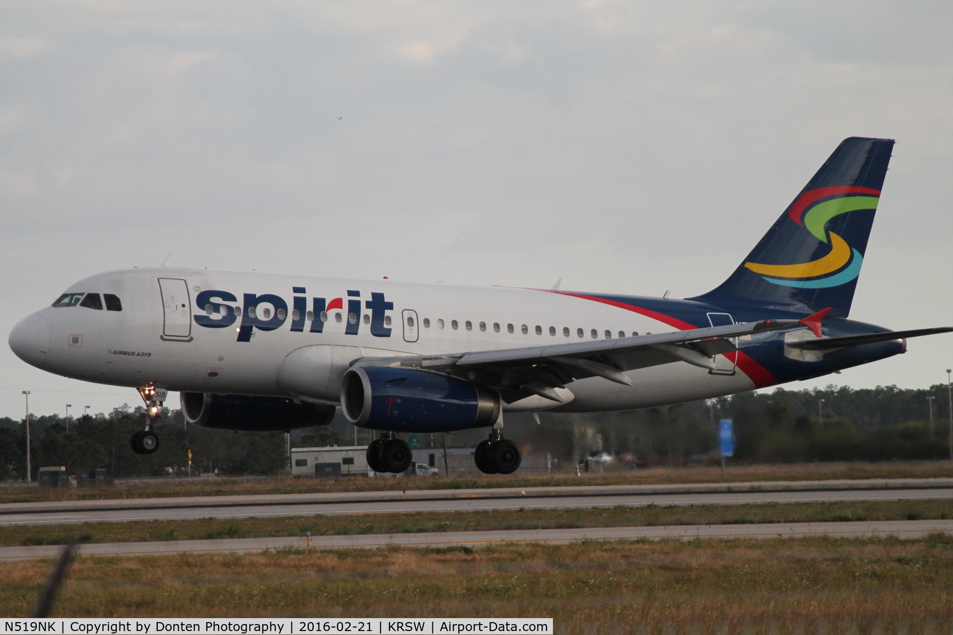 N519NK, 2006 Airbus A319-132 C/N 2723, Spririt Flight 683 (N519NK) arrives at Southwest Florida International Airport following flight from Detroit Metro-Wayne County Airport