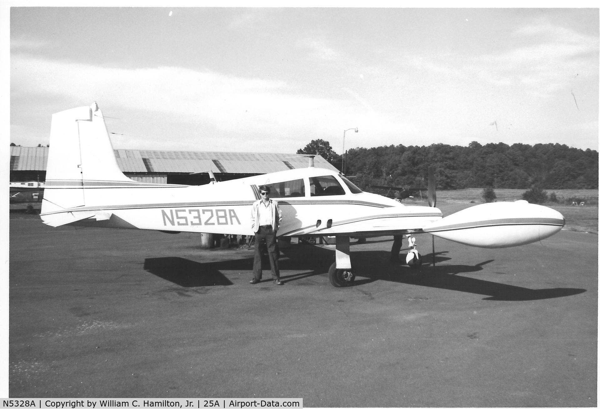 N5328A, Cessna 310 C/N 35528, Photo is circa 1979.  N5328A was a 1955 Cessna 310 used for multi-engine training and Part 135 service from McMinn Airport (25A) in Weaver, AL.  Aircraft experienced right main landing gear failure some years later and was not returned to service.