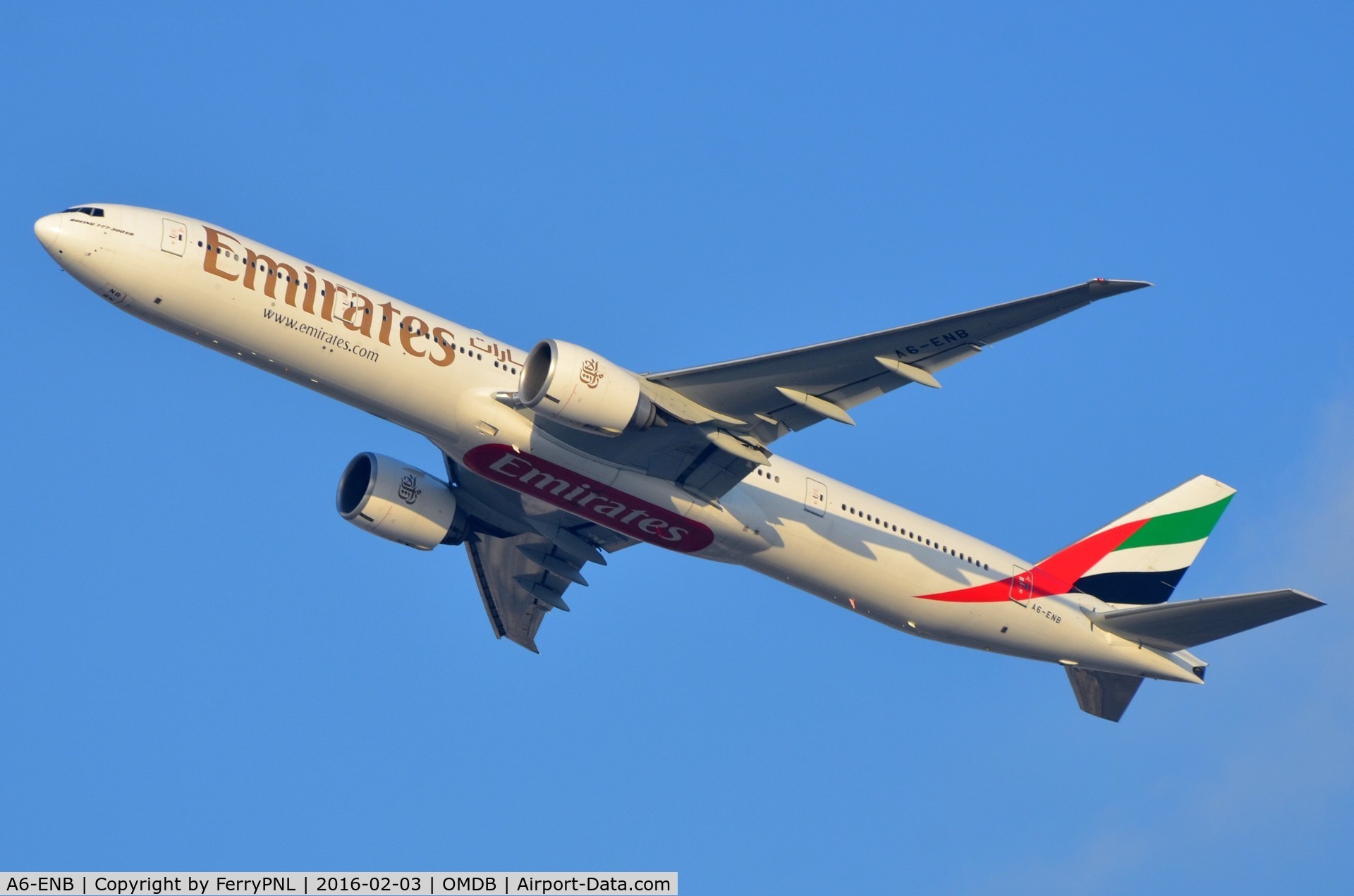 A6-ENB, 2012 Boeing 777-31H/ER C/N 41075, Emirates B773 departing its home town.