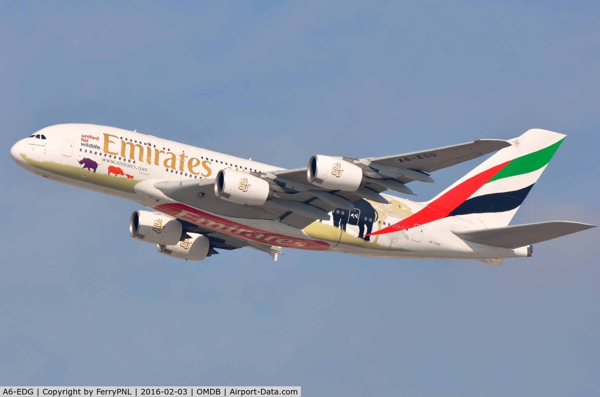 A6-EDG, 2009 Airbus A380-861 C/N 023, Emirates helps protecting the wildlife.