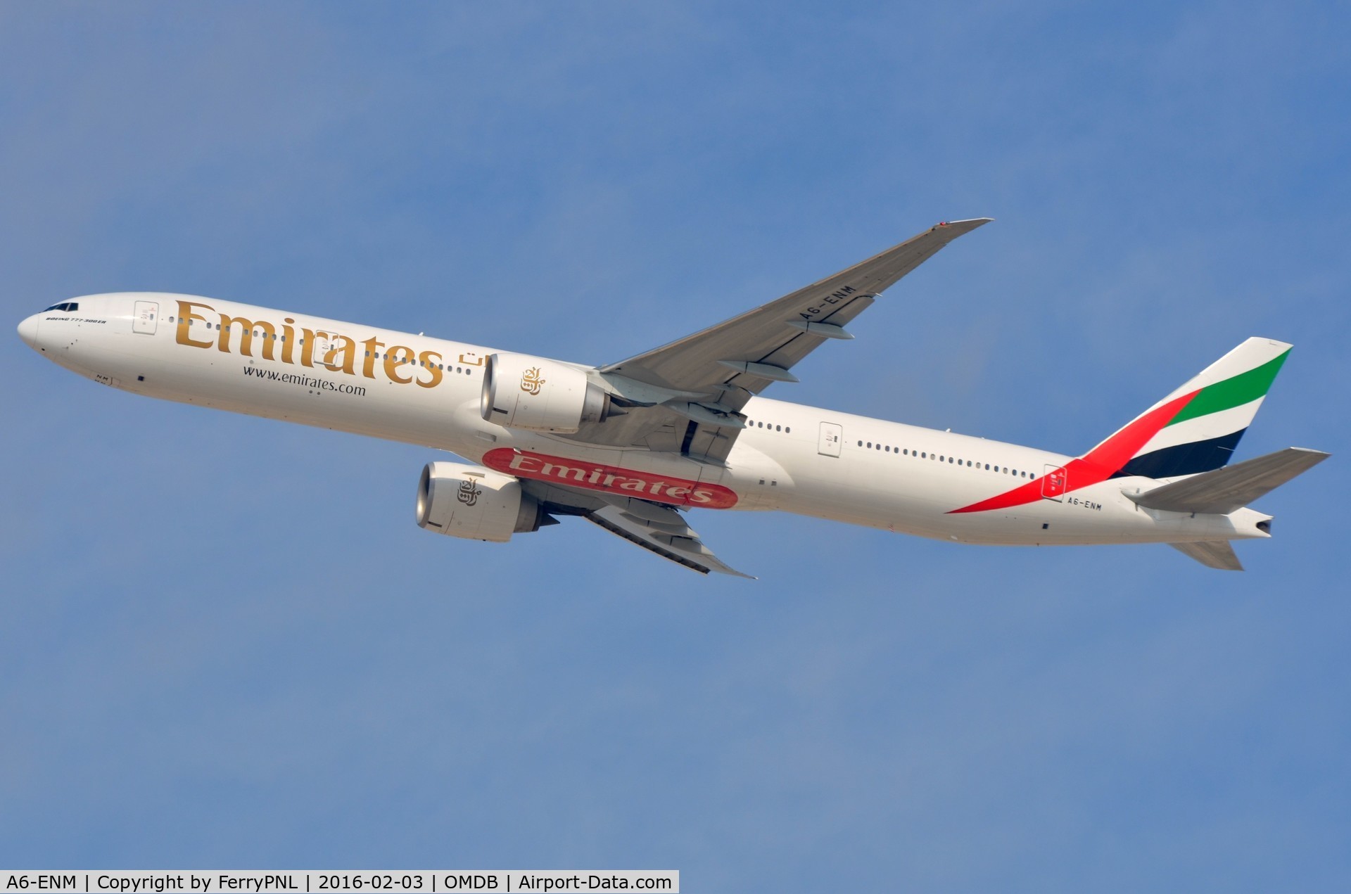 A6-ENM, 2013 Boeing 777-31H/ER C/N 41359, Emirates B773 departing their base.