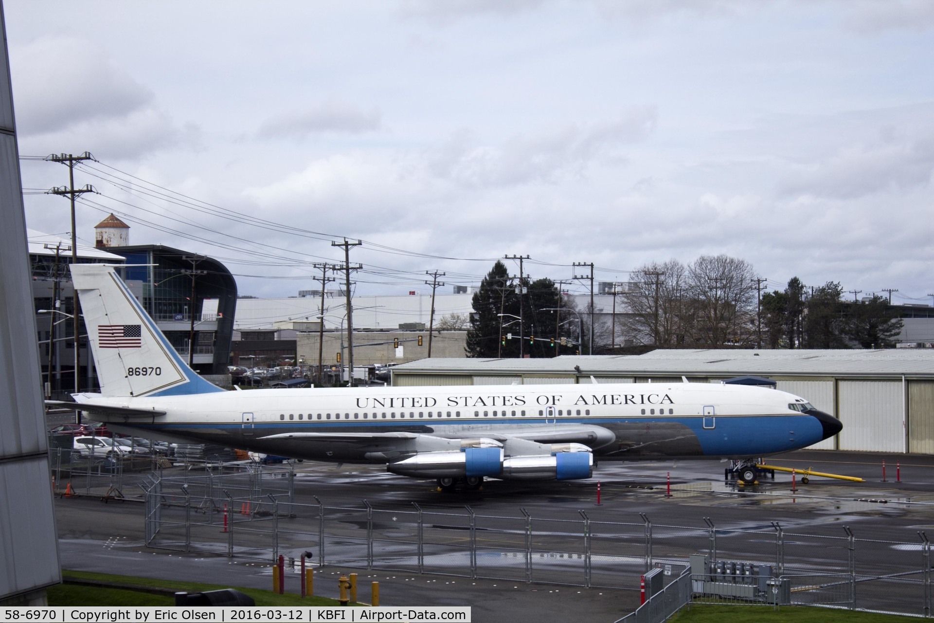 58-6970, 1959 Boeing VC-137B C/N 17925, VC137B 58-6970 is the 1st presidential jet and is known as SAM 970. She is on loan to the Museum of Flight in Seattle, WA at KBFI from the National Museum of the US Air Force.