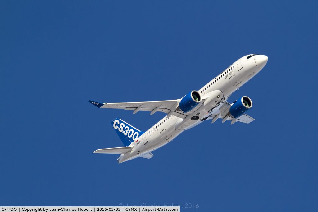 C-FFDO, 2015 Bombardier CSeries CS300 (BD-500-1A11) C/N 55002, Bombardier CS300 C-FFDO returning from it's first test flight to YMX