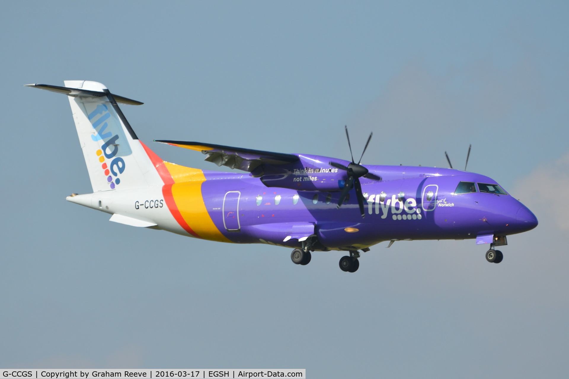 G-CCGS, 1998 Dornier 328-100 C/N 3101, Landing at Norwich.