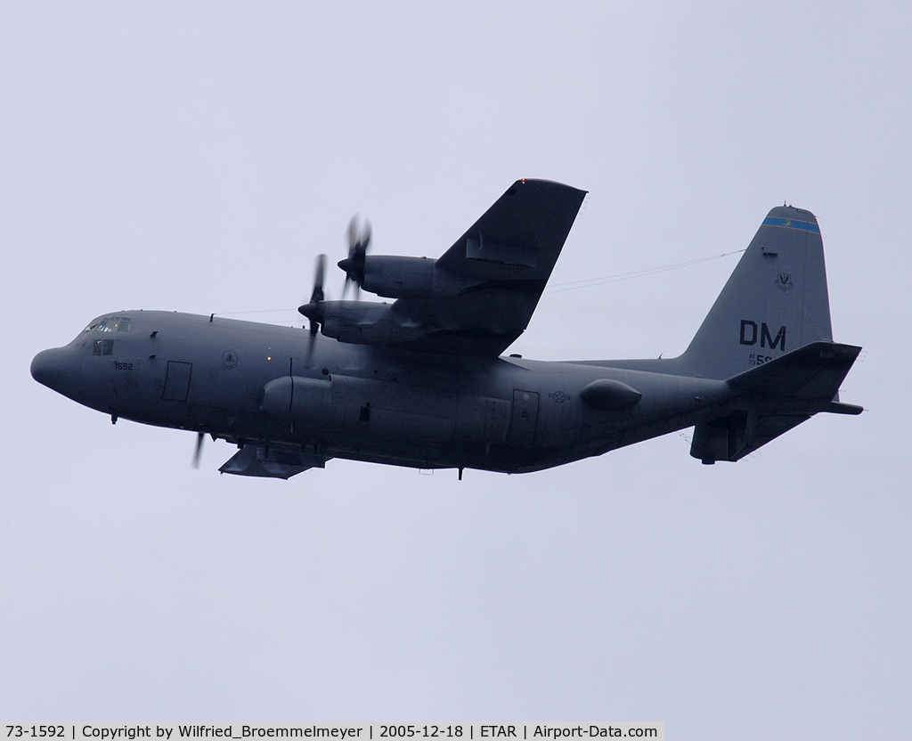 73-1592, 1973 Lockheed EC-130H Compass Call C/N 382-4557, Low Approach to Ramstein Air Base