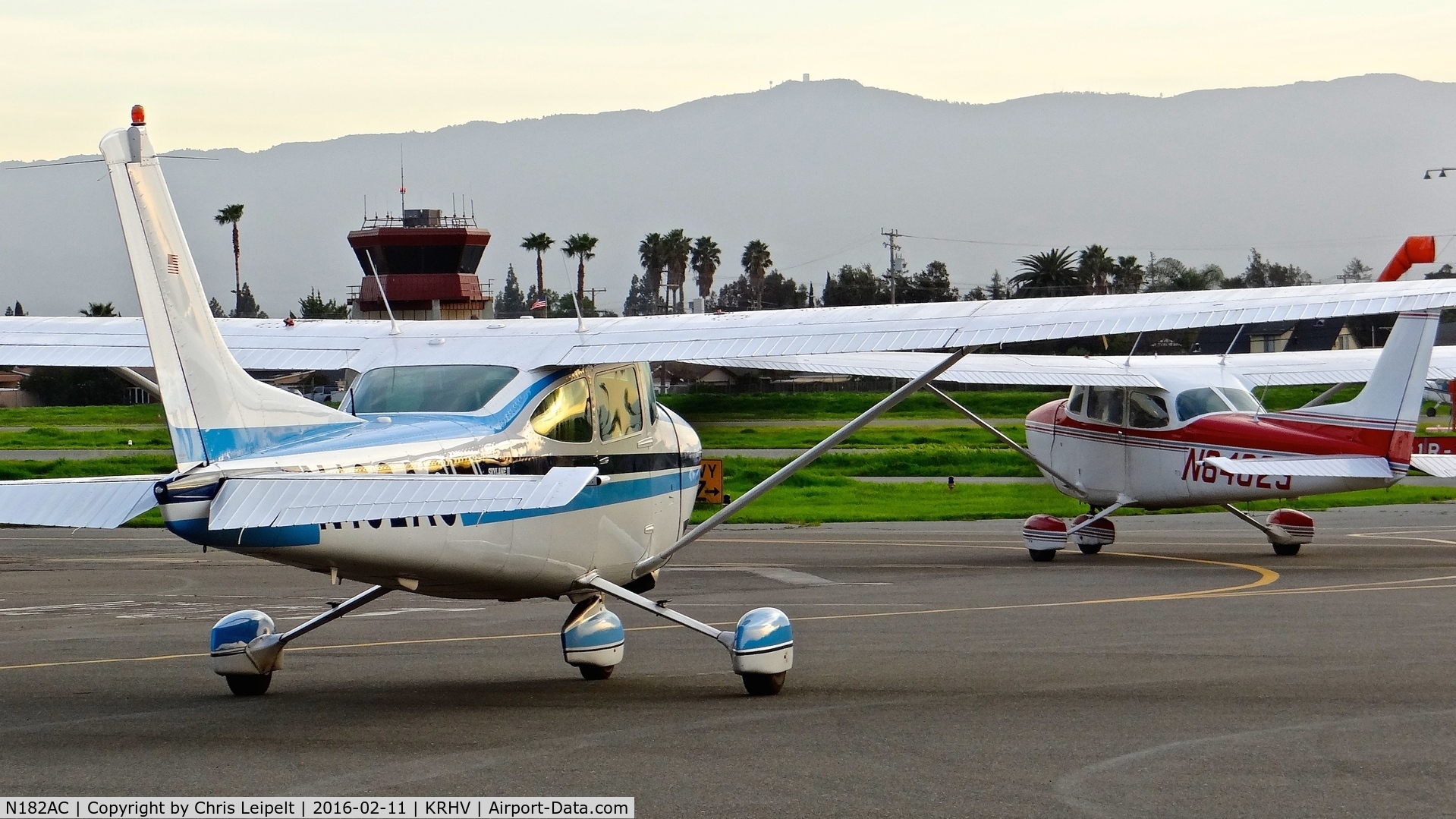 N182AC, 1979 Cessna 182Q Skylane C/N 18267482, California-based 1979 Cessna 182Q taxing out for departure behind a local C172 at Reid Hillview Airport, San Jose, CA.