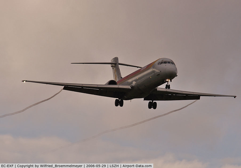 EC-EXF, 1990 McDonnell Douglas MD-87 (DC-9-87) C/N 49832, Iberia / ILS Approach to Runway 14