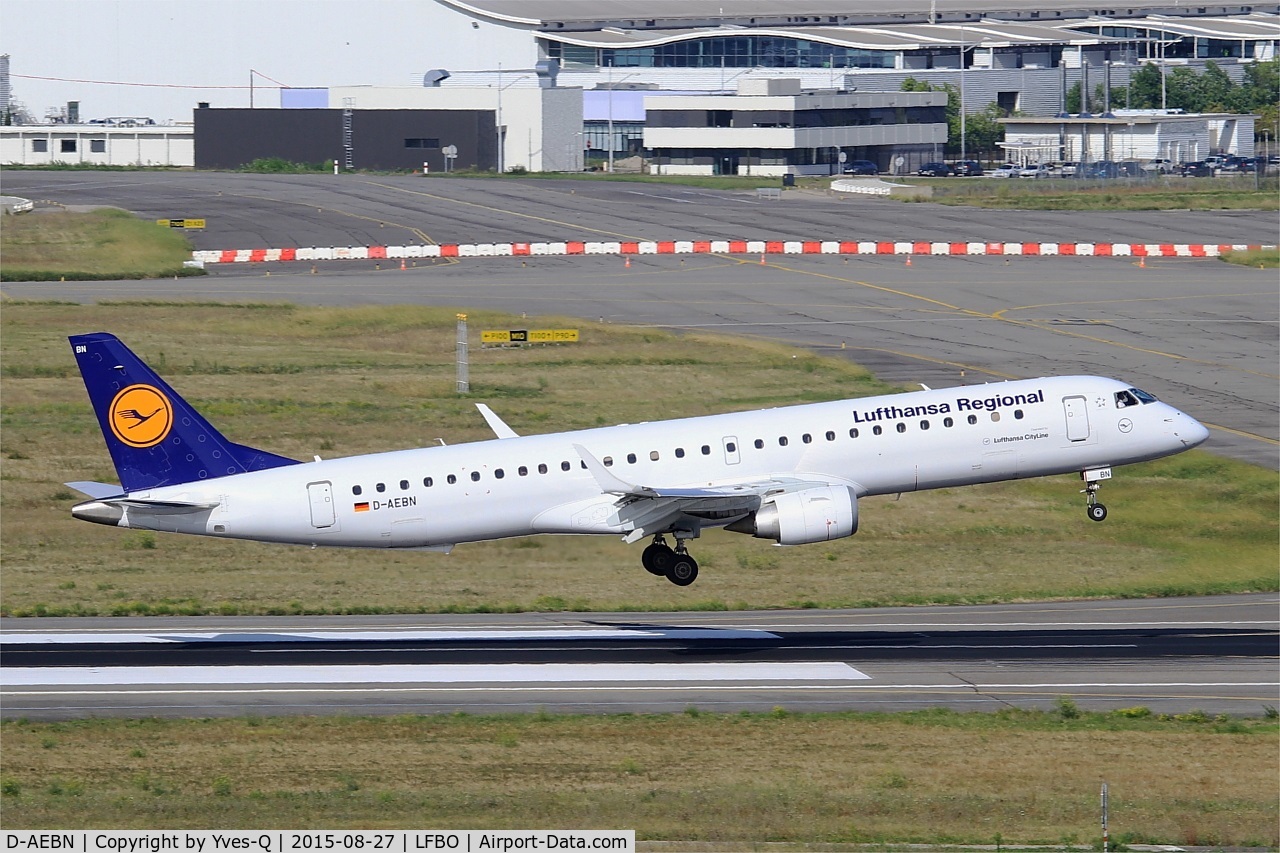 D-AEBN, 2012 Embraer 195LR (ERJ-190-200LR) C/N 19000532, Embraer 195LR, On final rwy 14R, Toulouse-Blagnac Airport (LFBO-TLS)