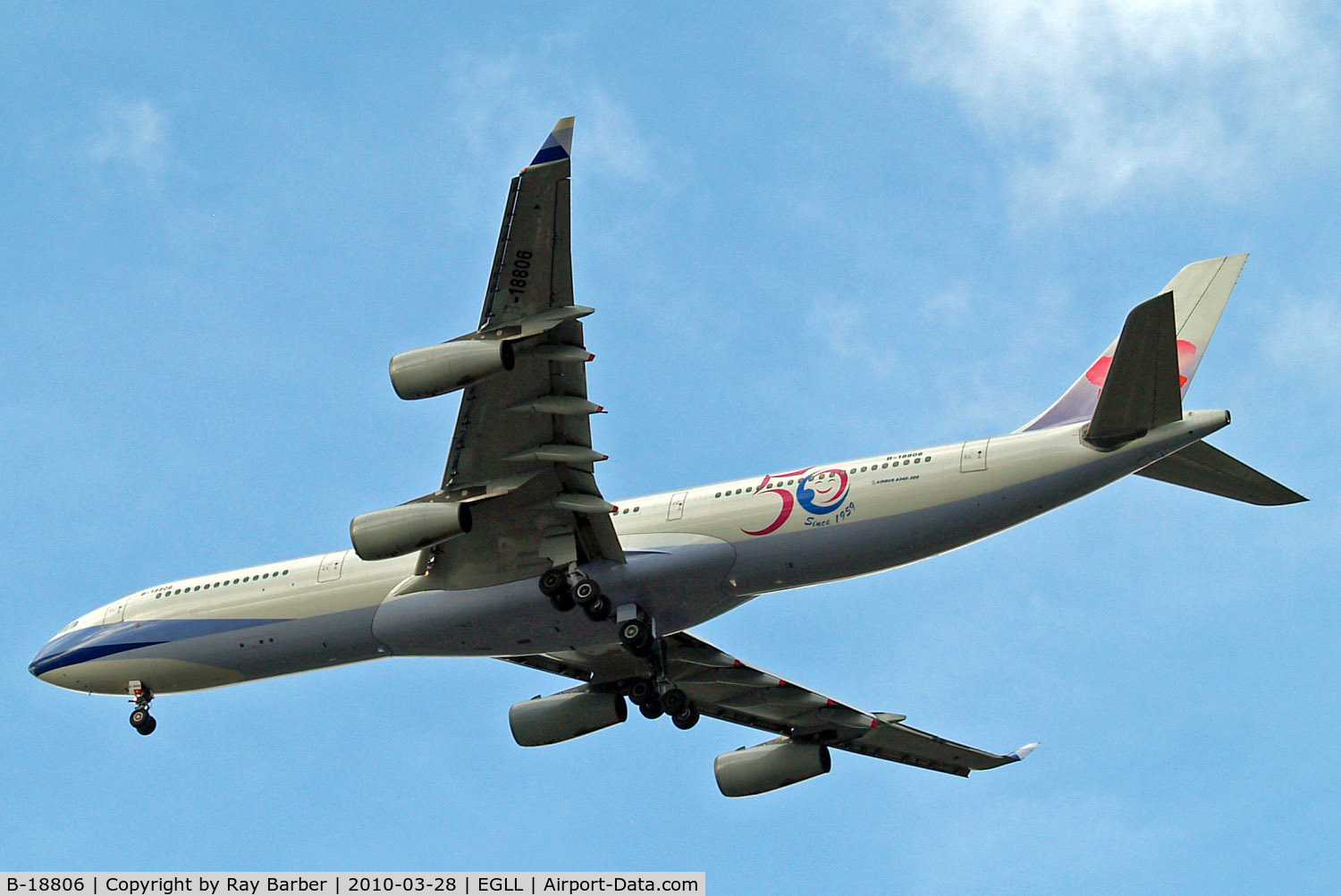 B-18806, 2001 Airbus A340-313 C/N 433, Airbus A340-313X [433] (Air China) Home~G 28/03/2010. On approach 27R.