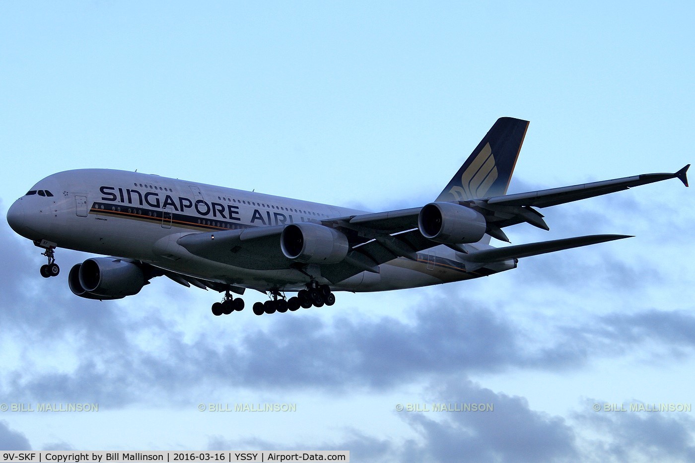 9V-SKF, 2008 Airbus A380-841 C/N 012, finals to 16R