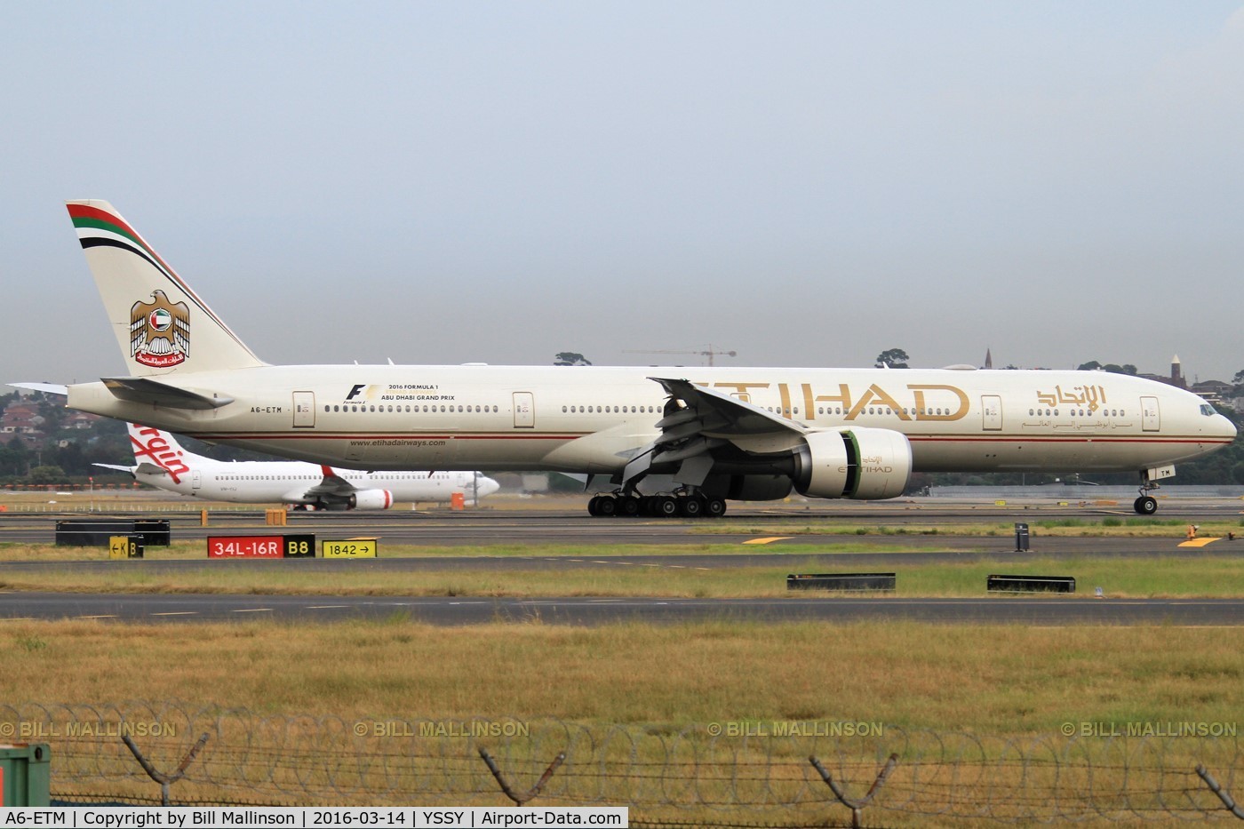 A6-ETM, 2012 Boeing 777-3FX/ER C/N 39688, taxiing from 34L