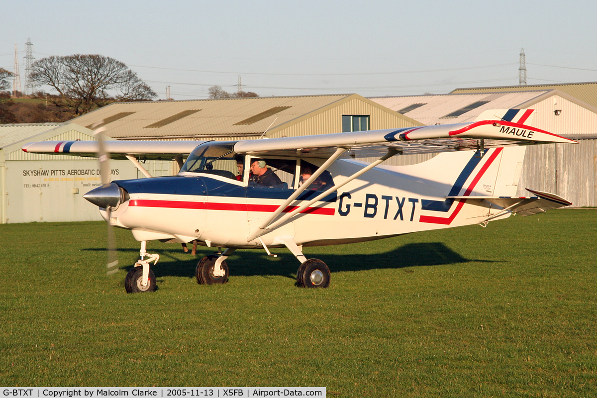 G-BTXT, 1991 Maule MXT-7-180 Star Rocket C/N 14027C, Maule MXT-7-180 Star Rocket at Fishburn Airfield, November 2005.