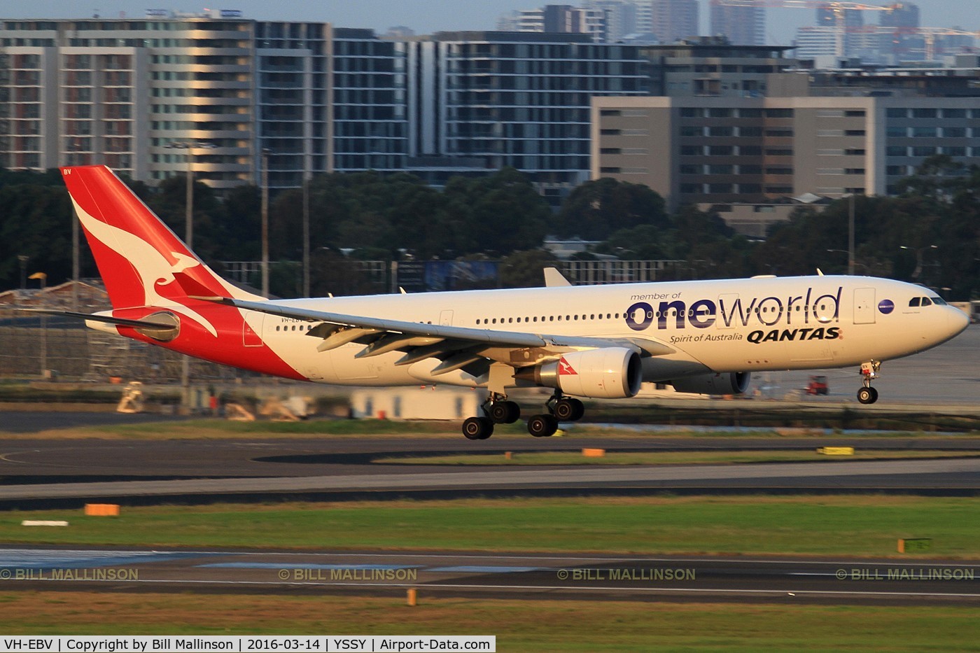 VH-EBV, 2012 Airbus A330-202 C/N 1365, finals to 16L