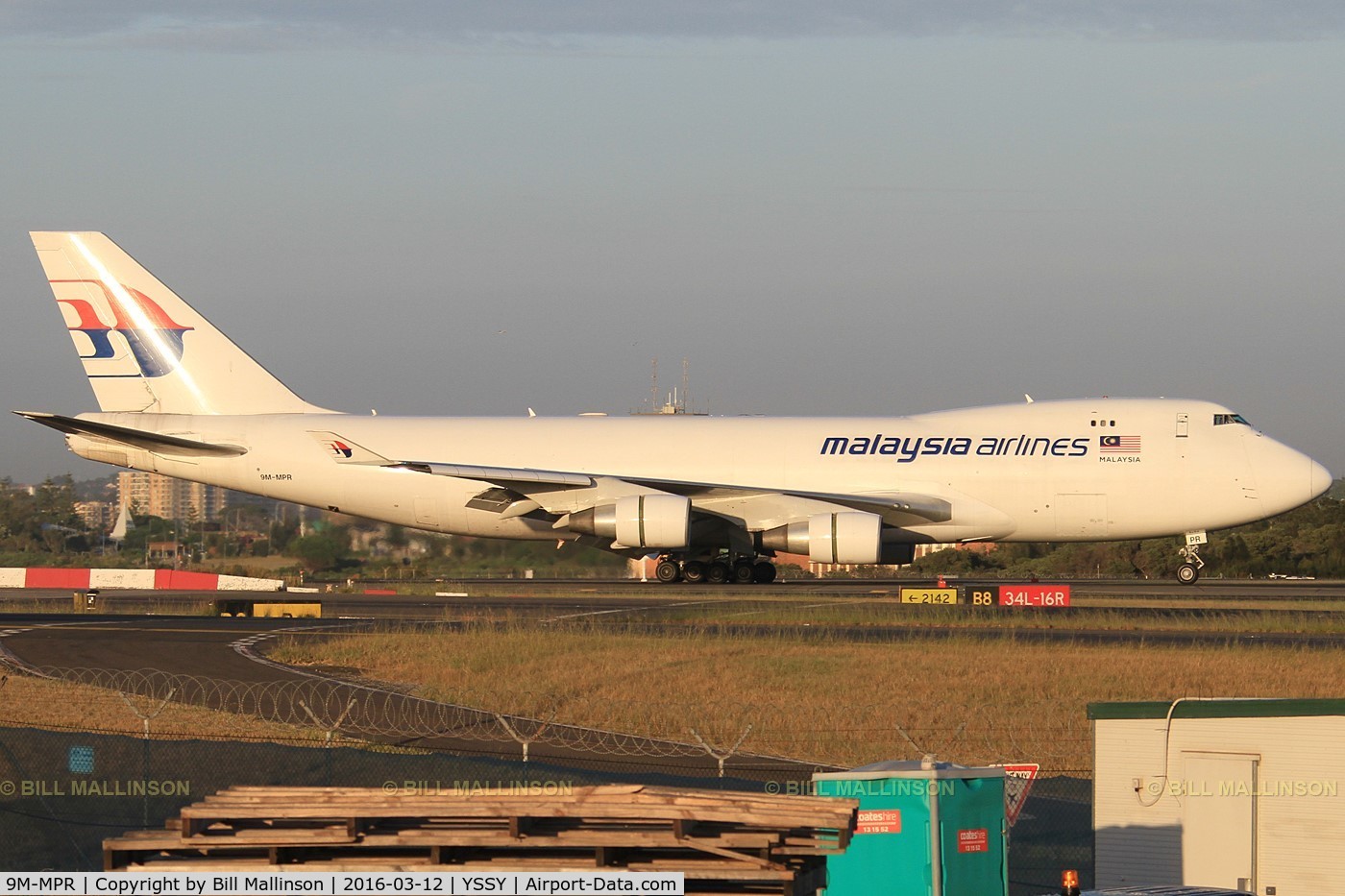 9M-MPR, 2006 Boeing 747-4H6F C/N 28434, taxiing from 34L