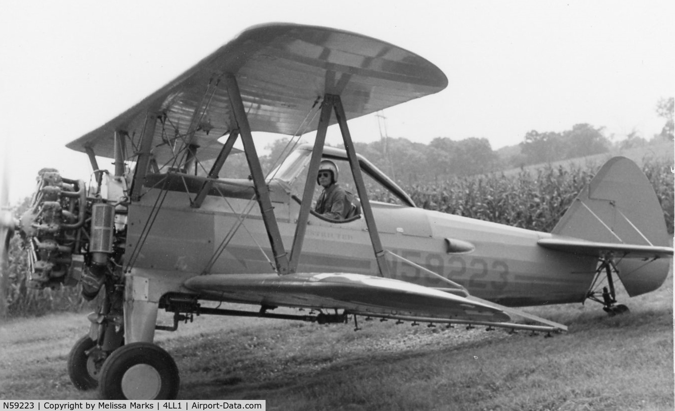 N59223, 1942 Boeing A75N1(PT17) C/N 75-2740, Staton Aerial Service, Steward, IL   1970's   Pilot: Mike Marks