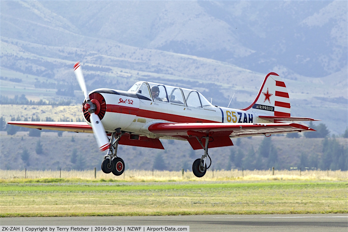 ZK-ZAH, Yakovlev Yak-52 C/N 888708, At 2016 Warbirds Over Wanaka Airshow , Otago , New Zealand