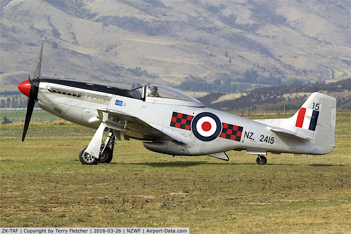 ZK-TAF, North American P-51D Mustang C/N 122-41369, At 2016 Warbirds Over Wanaka Airshow , Otago , New Zealand