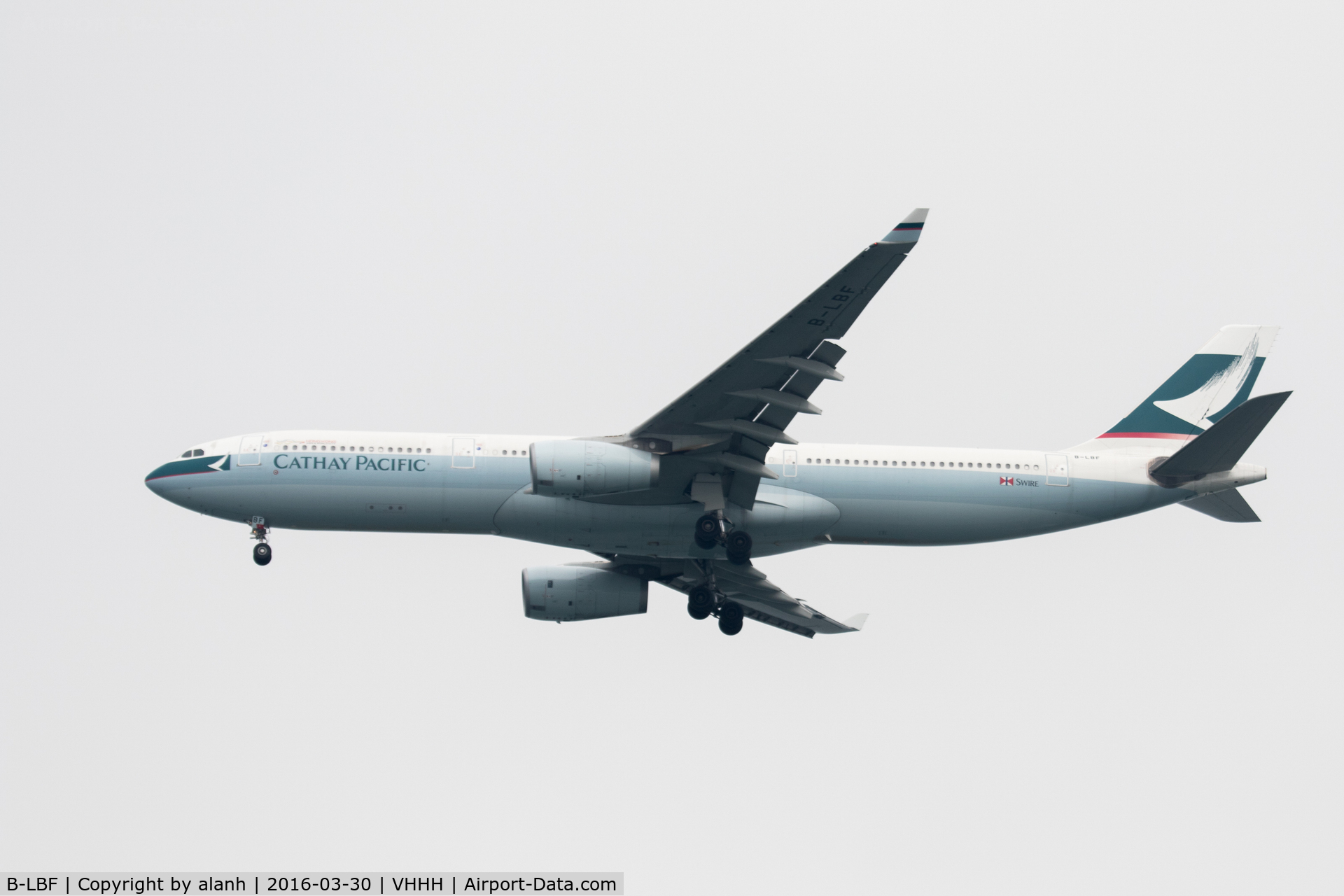 B-LBF, 2014 Airbus A330-343 C/N 1545, On finals for Hong Kong, inbound from Bangkok
