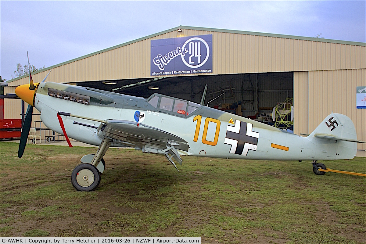 G-AWHK, 1949 Hispano HA-1112-M1L Buchon C/N 172, At Wanaka NZ - all the way from Duxford UK