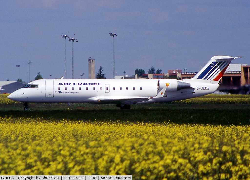 G-JECA, 1999 Canadair CRJ-200ER (CL-600-2B19) C/N 7345, Lining up rwy 33R for departure... Air France c/s by British European titles