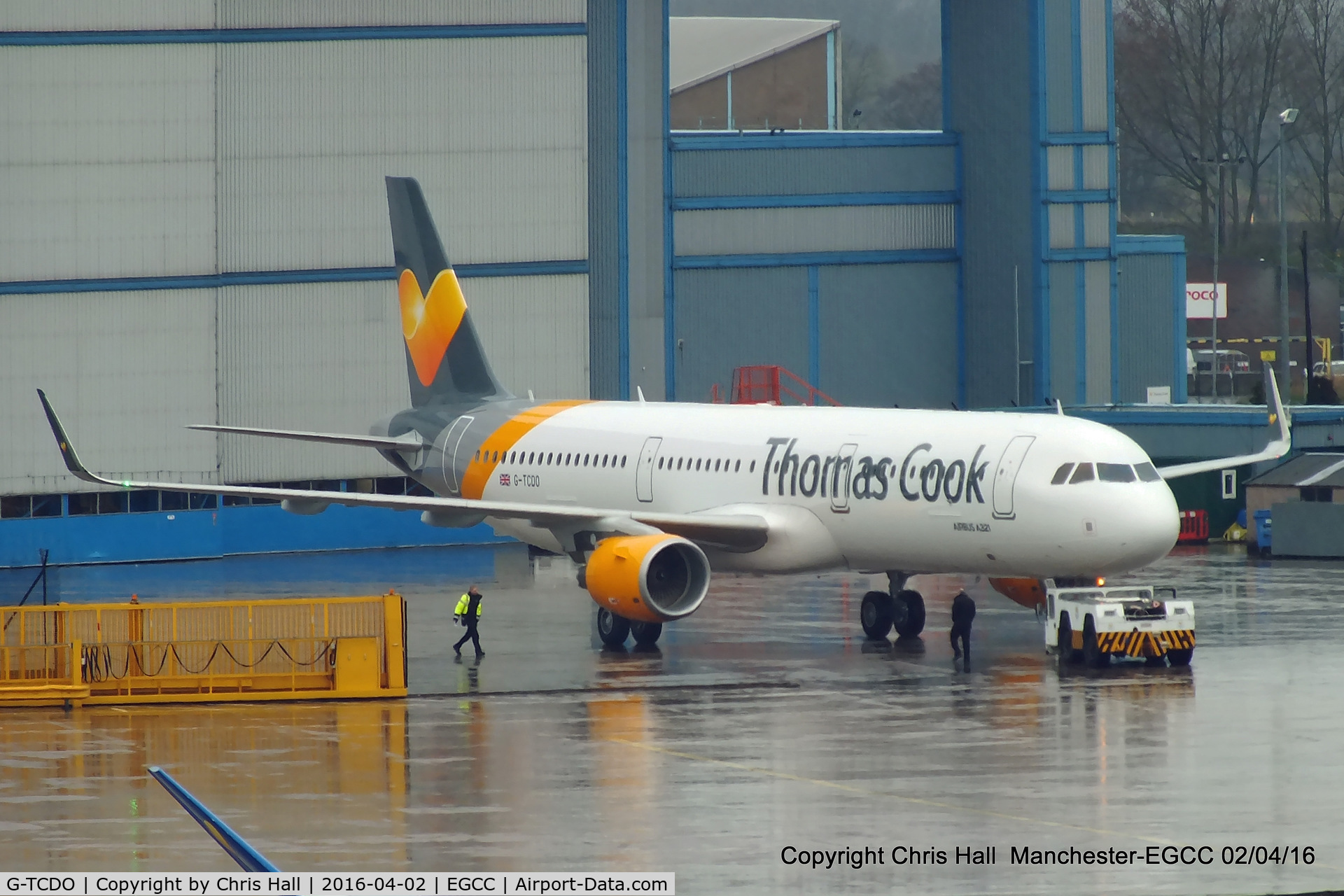 G-TCDO, 2016 Airbus A321-211 C/N 7055, brand new A321 being towed from the Thomas Cook hangar