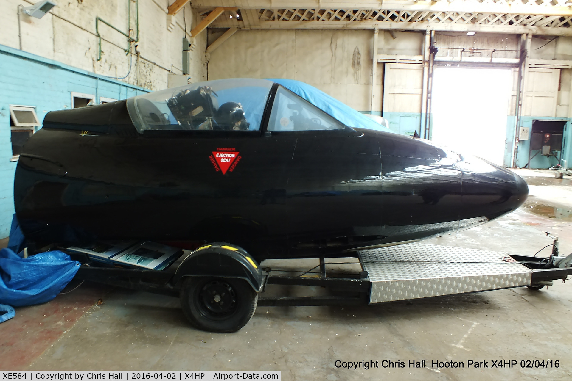 XE584, 1956 Hawker Hunter FGA.9 C/N 41H/679942, stored at Hooton Park