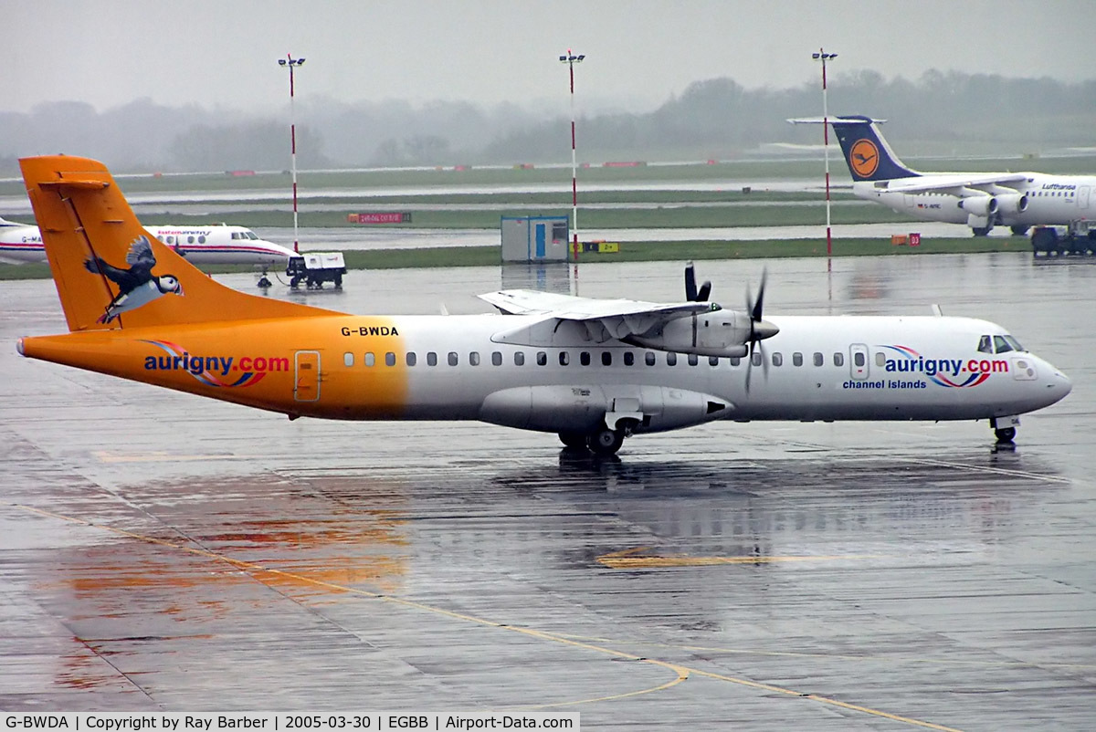 G-BWDA, 1995 ATR 72-202 C/N 444, Aerospatiale ATR-72-202 [444] (Aurigny Air Services) Birmingham International~G 20/08/2003