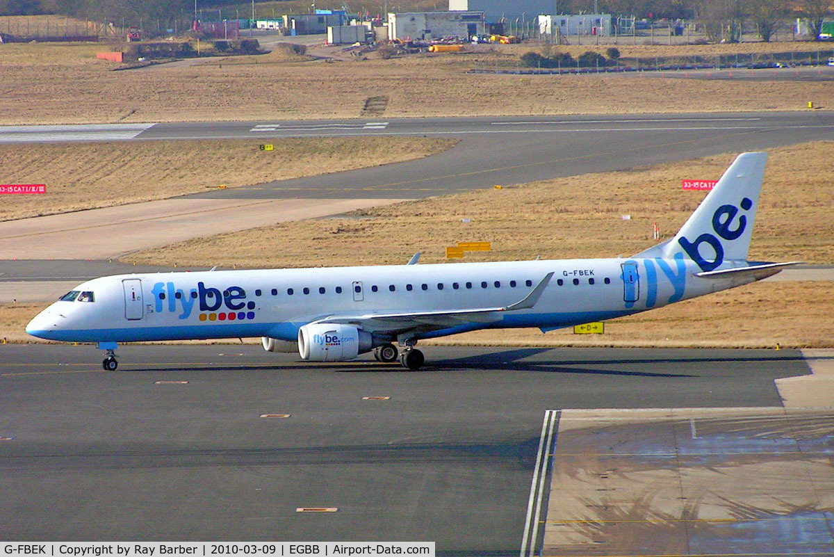 G-FBEK, 2008 Embraer 195LR (ERJ-190-200LR) C/N 19000168, Embraer Emb-195-200LR [19000168] (Flybe) Birmingham Int'l~G 09/03/2010
