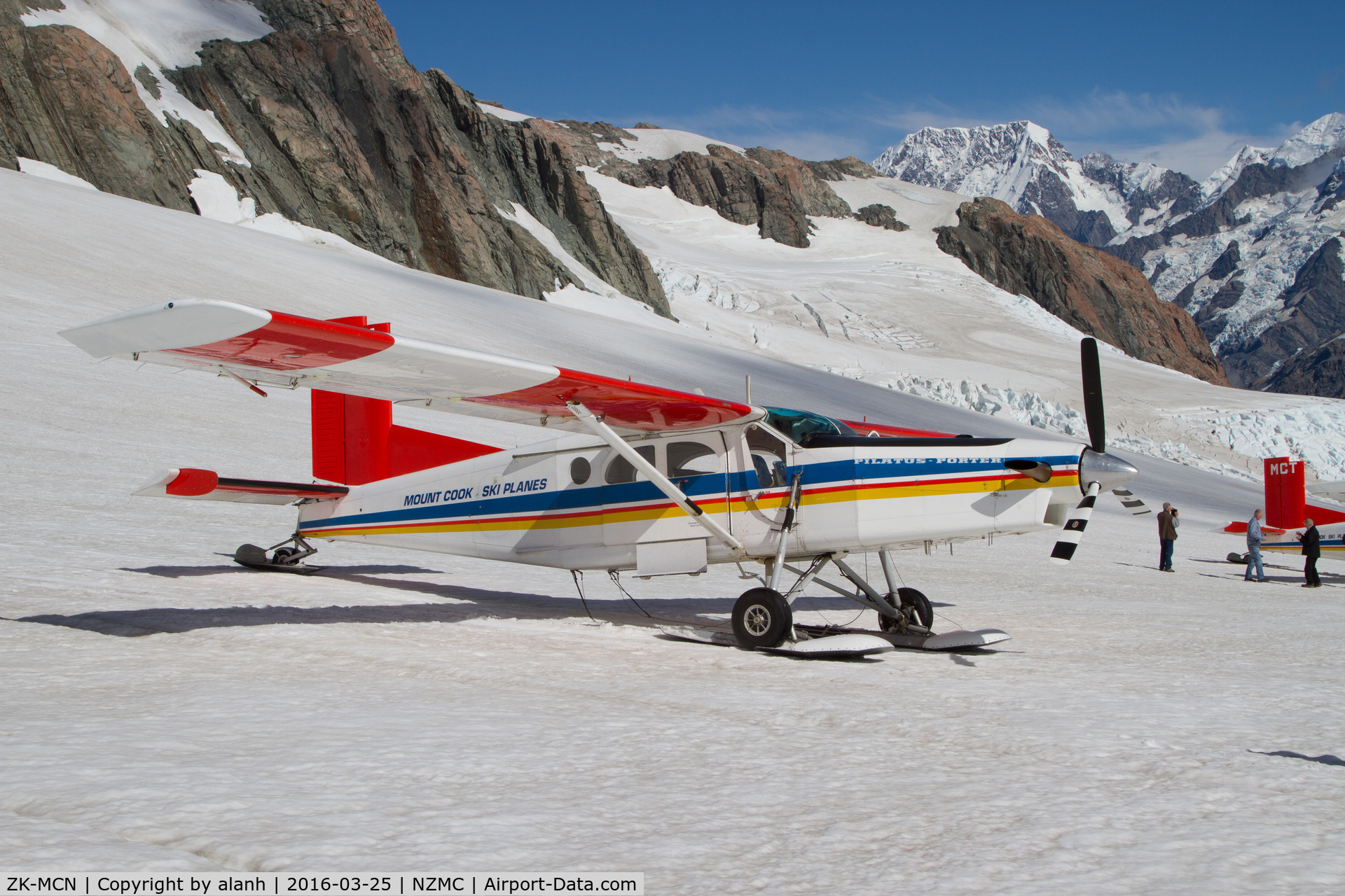 ZK-MCN, 1985 Pilatus PC-6/B2-H4 Turbo Porter C/N 824, On the Tasman Glacier, near Mount Cook Aerodrome