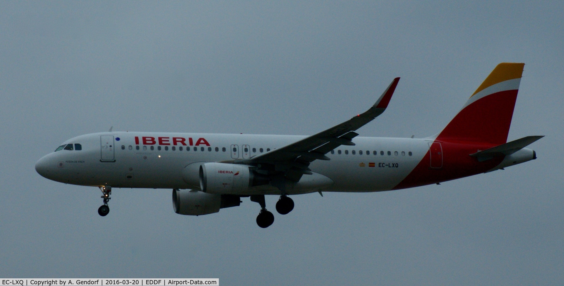 EC-LXQ, 2013 Airbus A320-216 C/N 5692, Iberia, seen here landing at Frankfurt Rhein/Main(EDDF)