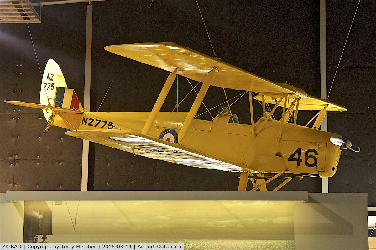 ZK-BAD, De Havilland DH-82A Tiger Moth II C/N 84648, Displayed at the Museum of Transport and Technology (MOTAT) in Auckland , New Zealand as NZ775